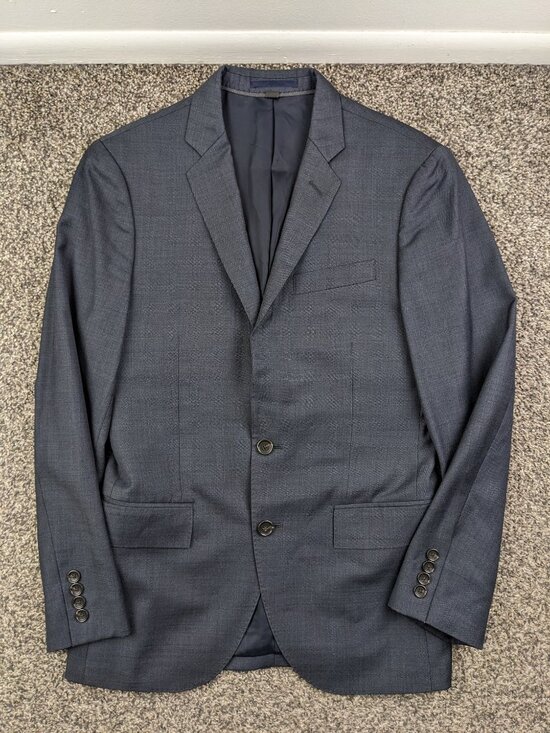 J. Crew Other - J Crew 36S Ludlow Slim Fit Italian Wool Sharkskin Blue Sport Coat Suit Jacket